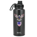 DRINCO® 32oz Stainless Steel Water Bottle-Eagle-Black